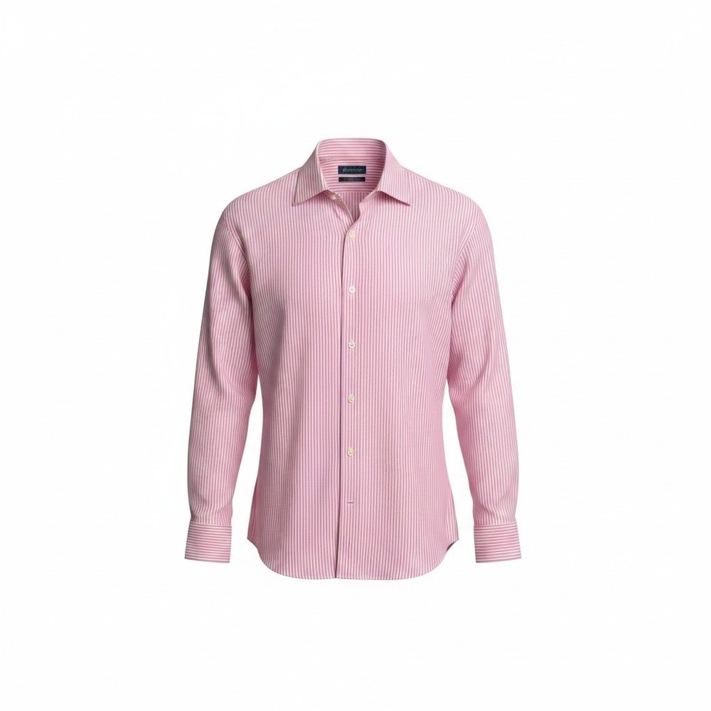 Brooks Brothers 1818 Regent Fit Pink White Stripe Non-Iron Cotton Shirt 17.5 6/7